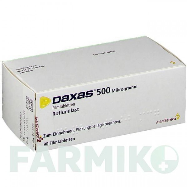 ДАКСАС (DAXAS) 500 мкг таблетки 90 шт - Рофлумиласт ASTRAZENECA