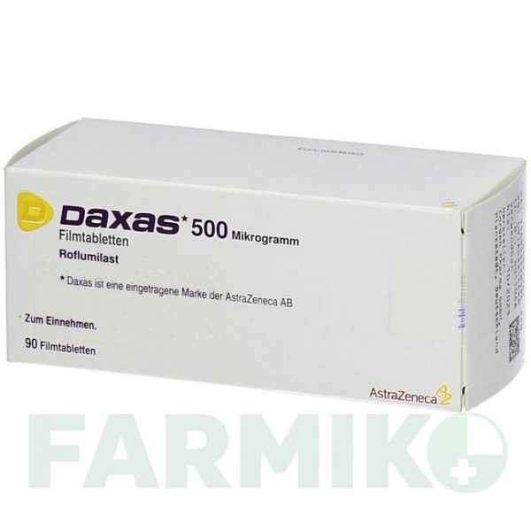 ДАКСАС (DAXAS) 500 мкг таблетки 90 шт - Рофлумиласт KOHLPHARMA