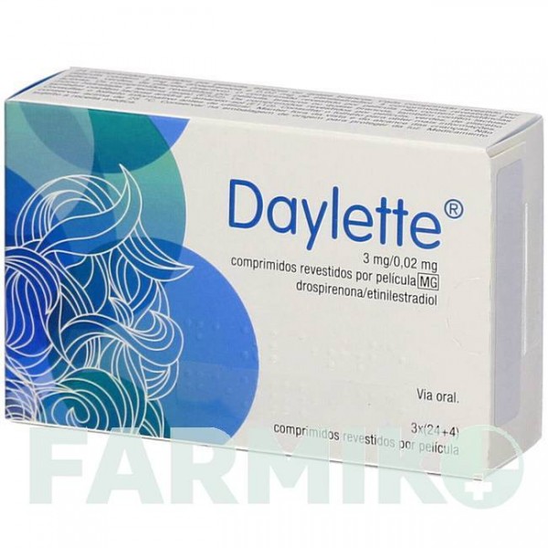 ДАЙЛЕТТЕ (DAYLETTE) 0,02 мг/3 мг таблетки 3x28 шт - Дроспіренон, Етинілестрадіол ACA MULLER-ADAG PHARMA