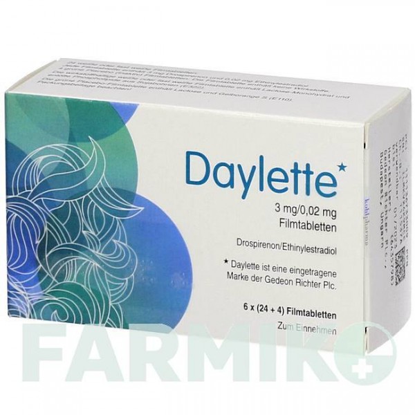 ДАЙЛЕТТЕ (DAYLETTE) 0,02 мг/3 мг таблетки 6x28 шт - Дроспиренон, Этинилэстрадиол KOHLPHARMA