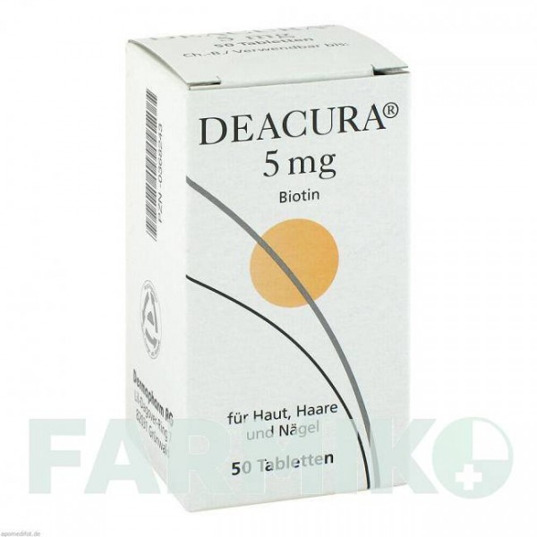 ДЕАКУРА (DEACURA) 5 мг таблетки 50 шт - Витамин B7 (Биотин) DERMAPHARM