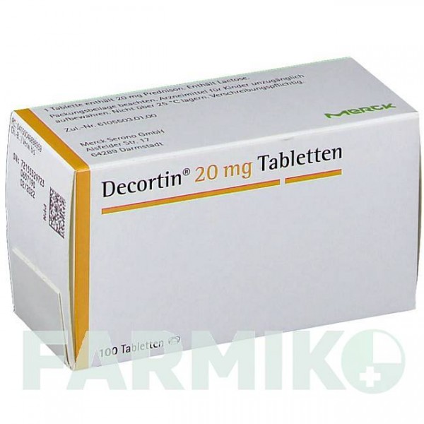 ДЕКОРТИН (DECORTIN) 20 мг таблетки 100 шт - Преднизон MERCK HEALTHCARE