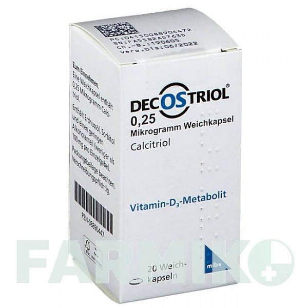 ДЕКОСТРИОЛ (DECOSTRIOL) 0,25 мкг капсулы 20 шт - Кальцитриол MIBE