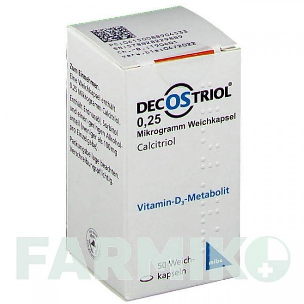 ДЕКОСТРИОЛ (DECOSTRIOL) 0,25 мкг капсулы 50 шт - Кальцитриол MIBE