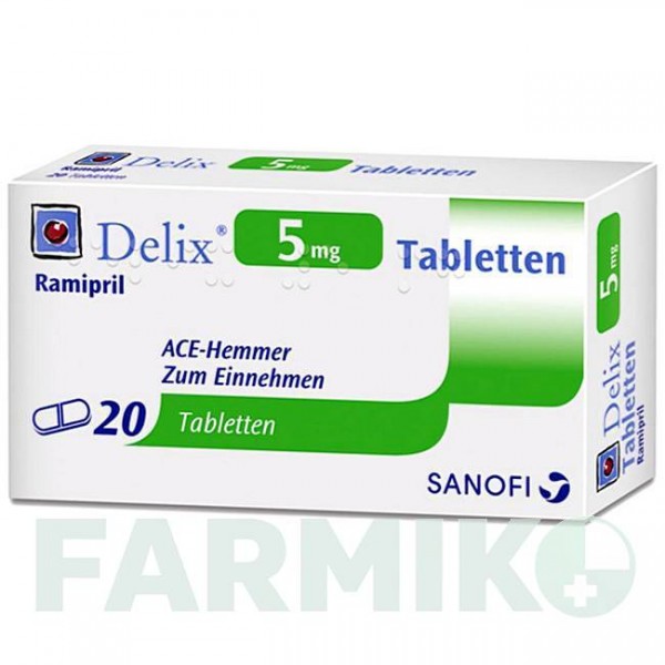 ДЕЛІКС (DELIX) 5 мг таблетки 20 шт - Раміприл SANOFI
