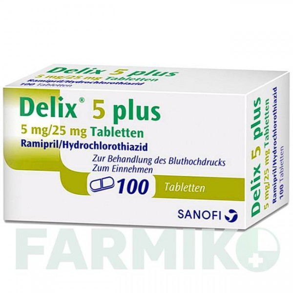 ДЕЛІКС (DELIX) 5 мг таблетки 100 шт - Раміприл, Гідрохлоротіазид SANOFI