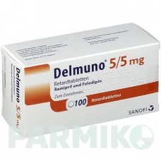 ДЕЛМУНО (DELMUNO) 5/5 мг таблетки 100 шт - Раміприл, Фелодипін 1 0 1 CAREFARM