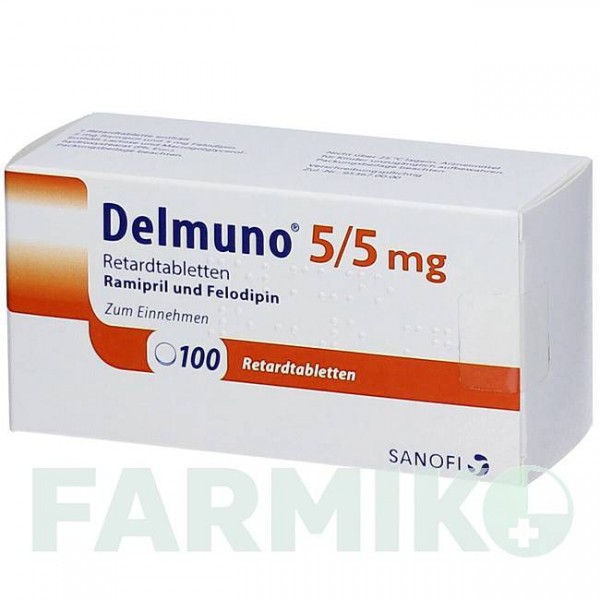 ДЕЛМУНО (DELMUNO) 5/5 мг таблетки 100 шт - Рамиприл, Фелодипин ORIFARM