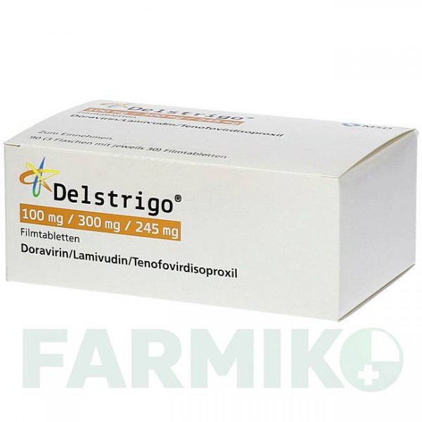 ДЕЛСТРІГО (DELSTRIGO) 100 мг/300 мг/245 мг таблетки 30 шт - Ламівудин, Тенофовір, Доравірин AXICORP PHARMA