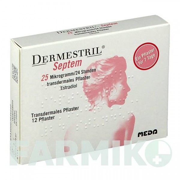 ДЕРМЕСТРИЛ (DERMESTRIL) 25 мкг/24 год пластир 12 шт - Естрадіол MEDA PHARMA