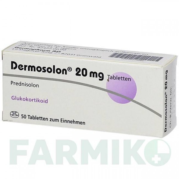 ДЕРМОЗОЛОН (DERMOSOLON) 20 мг таблетки 20 шт - Преднізолон DERMAPHARM
