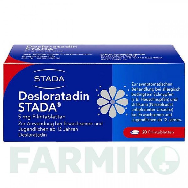 ДЕЗЛОРАТАДИН (DESLORATADIN) 5 мг таблетки 20 шт - Дезлоратадин STADA