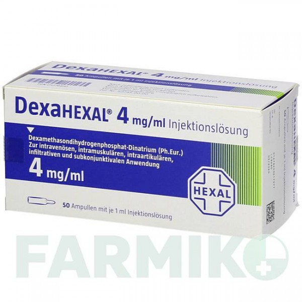 ДЕКСАГЕКСАЛ (DEXAHEXAL) 4 мг/1 мл раствор 50x1 мл - Дексаметазон HEXAL