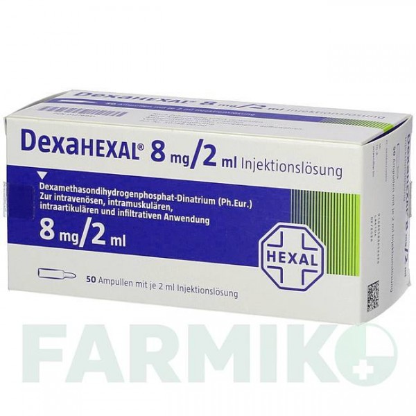 ДЕКСАГЕКСАЛ (DEXAHEXAL) 8 мг/2 мл раствор 50x2 мл - Дексаметазон HEXAL