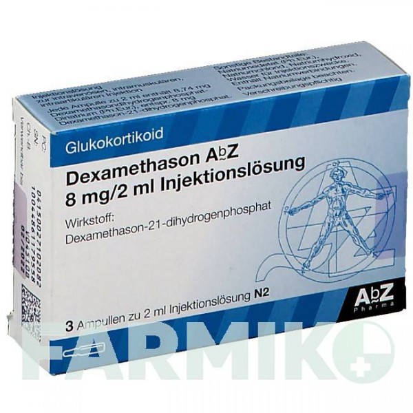 ДЕКСАМЕТАЗОН (DEXAMETHASON) 8 мг/2 мл ампули 3 шт - Дексаметазон ABZ PHARMA