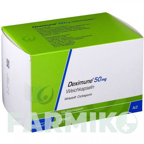 ДЕКСИМУН (DEXIMUNE) 50 мг капсулы 100 шт - Циклоспорин DEXCEL PHARMA