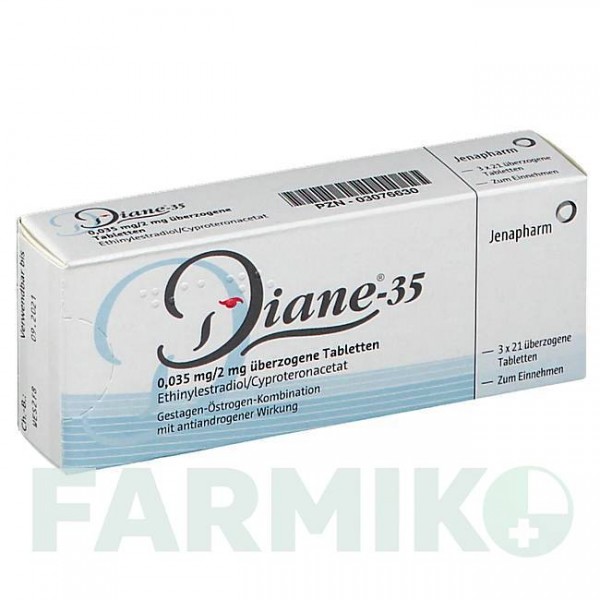 ДИАНЕ (DIANE) 35 таблетки 3x21 шт - Ципротерон, Эстроген JENAPHARM