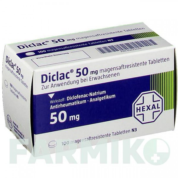 ДИКЛАК (DICLAC) 50 таблетки 100 шт - Диклофенак HEXAL