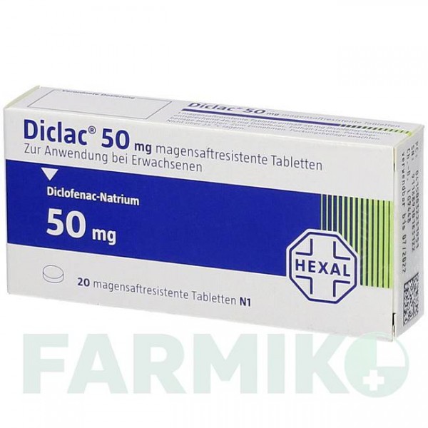 ДИКЛАК (DICLAC) 50 таблетки 20 шт - Диклофенак HEXAL