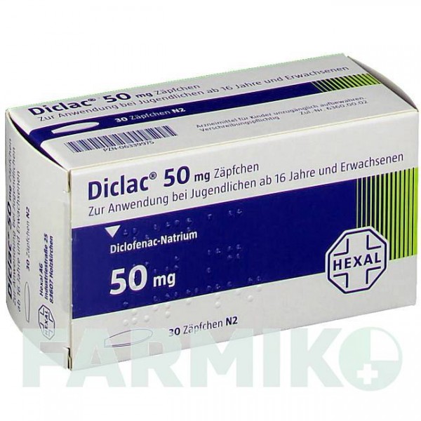 ДИКЛАК (DICLAC) 50 мг супозиторії 30 шт - Диклофенак HEXAL