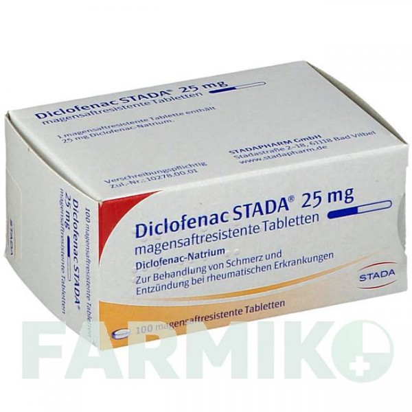 ДИКЛОФЕНАК (DICLOFENAC) 25 мг таблетки 100 шт - Диклофенак STADAPHARM