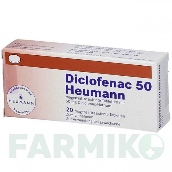 ДИКЛОФЕНАК (DICLOFENAC) 50 таблетки 20 шт - Диклофенак HEUMANN PHARMA