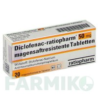 ДИКЛОФЕНАК (DICLOFENAC) 50 мг таблетки 20 шт - Диклофенак RATIOPHARM