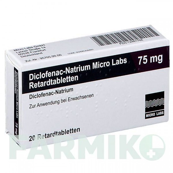 ДИКЛОФЕНАК (DICLOFENAC) 75 мг таблетки 20 шт - Диклофенак MICRO LABS
