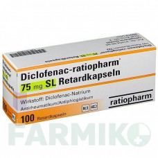 ДИКЛОФЕНАК (DICLOFENAC) 75 мг капсули 100 шт - Диклофенак RATIOPHARM