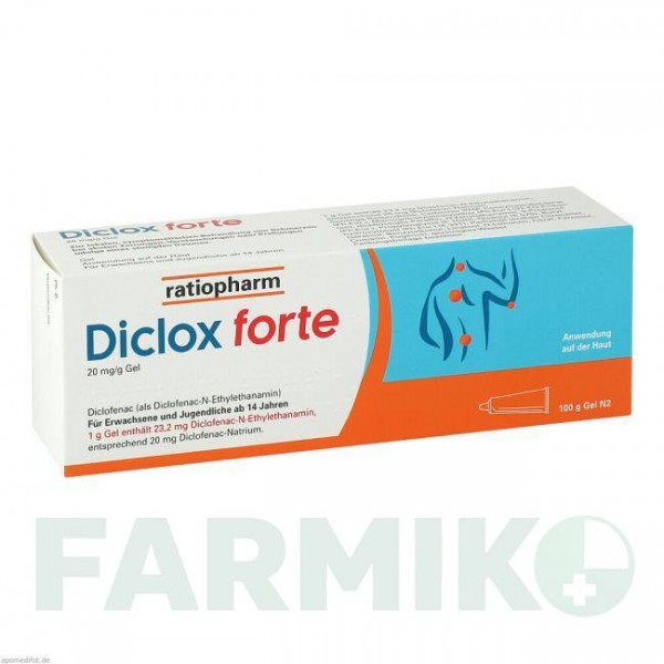 ДИКЛОКС (DICLOX) 20 мг/г гель 100 г - Диклофенак RATIOPHARM