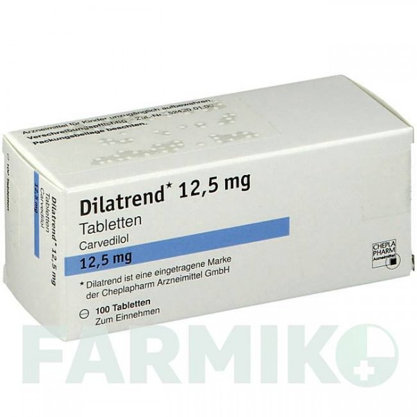 ДИЛАТРЕНД (DILATREND) 12,5 мг таблетки 100 шт - Карведилол KOHLPHARMA