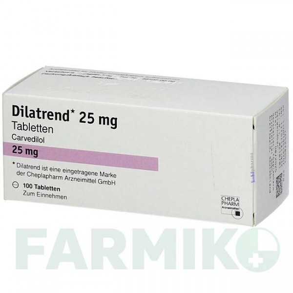 ДИЛАТРЕНД (DILATREND) 25 мг таблетки 100 шт - Карведилол KOHLPHARMA