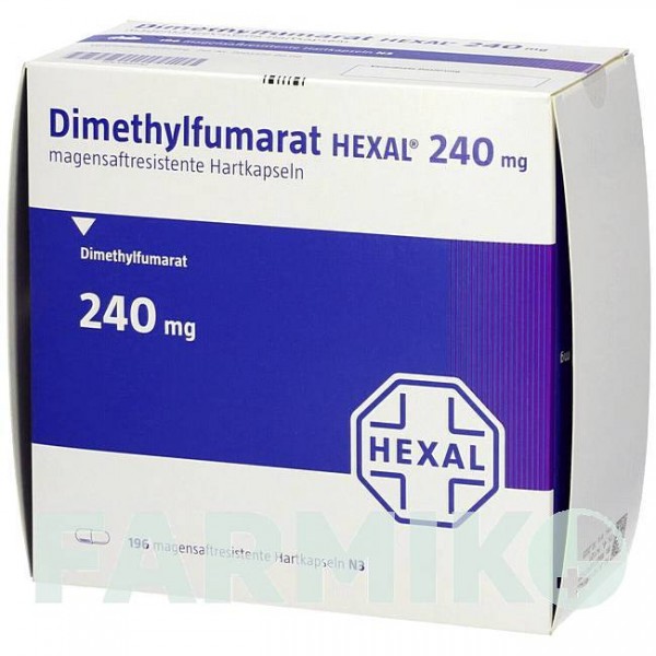 ДИМЕТИЛФУМАРАТ (DIMETHYLFUMARAT) 240 мг капсулы 56 шт - Диметилфумарат HEXAL