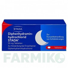 ДИФЕНГІДРАМІНГІДРОХЛОРИД (DIPHENHYDRAMINHYDROCHLORID) 50 мг таблетки 20 шт - Дифенгідрамін STADA