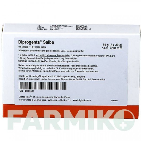 ДИПРОГЕНТА (DIPROGENTA) мазь 60 г - Бетаметазон, Антибиотик PHARMA GERKE