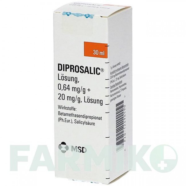 ДИПРОСАЛИК (DIPROSALIC) 0,64 мг/г + 20 мг/г раствор 30 мл - Бетаметазон ORGANON