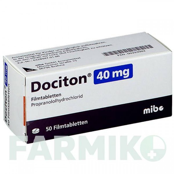 ДОЦИТОН (DOCITON) 40 мг таблетки 50 шт - Пропранолол MIBE