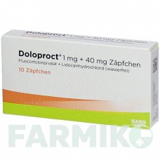 ДОЛОПРОКТ (DOLOPROCT) 1 мг + 40 мг супозиторії 10 шт - Флуокортолон, Інше KARO PHARMA