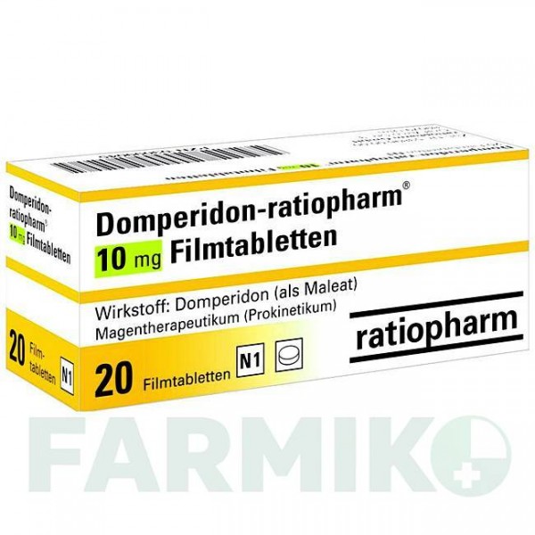 ДОМПЕРІДОН (DOMPERIDON) 10 мг таблетки 20 шт - Домперидон RATIOPHARM