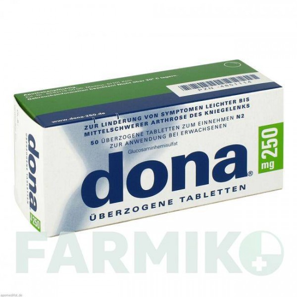 ДОНА (DONA) 250 мг таблетки 50 шт - Глюкозамін MEDA PHARMA