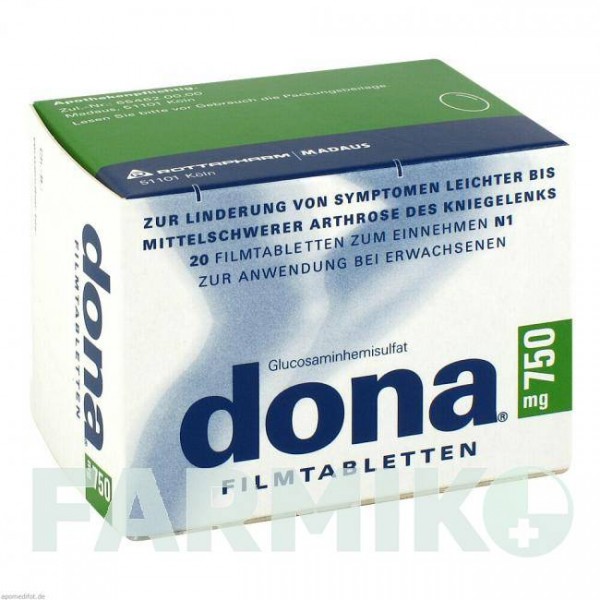 ДОНА (DONA) 750 мг таблетки 20 шт - Глюкозамин MEDA PHARMA