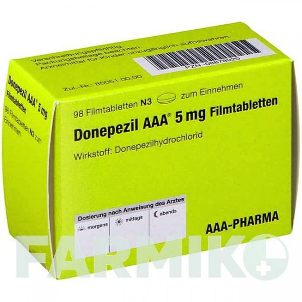 ДОНЕПЕЗИЛ (DONEPEZIL) 5 мг таблетки 98 шт - Донепезил AAA - PHARMA