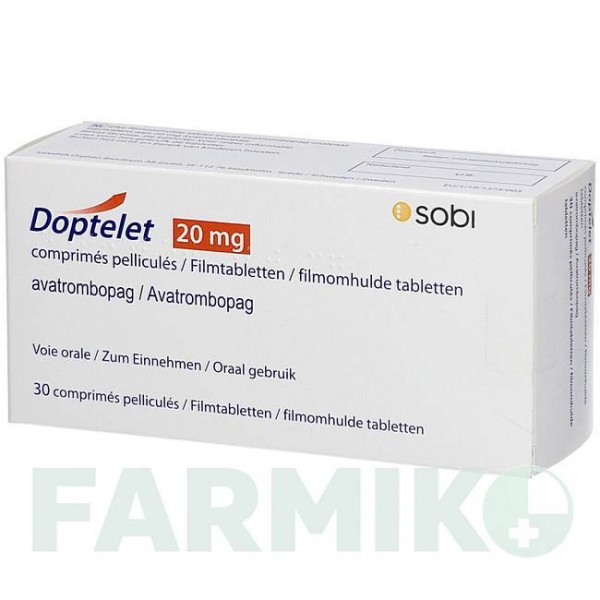 ДОПТЕЛЕТ (DOPTELET) 20 мг таблетки 10 шт - Аватромбопаг SWEDISH ORPHAN BIOVITRUM
