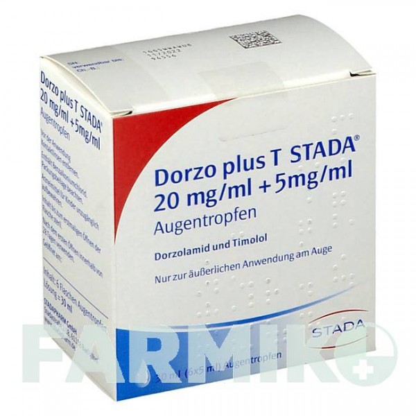 ДОРЗО (DORZO) 20 мг/мл + 5 мг/мл краплі 6x5 мл - Тимолол, Дорзоламід STADAPHARM