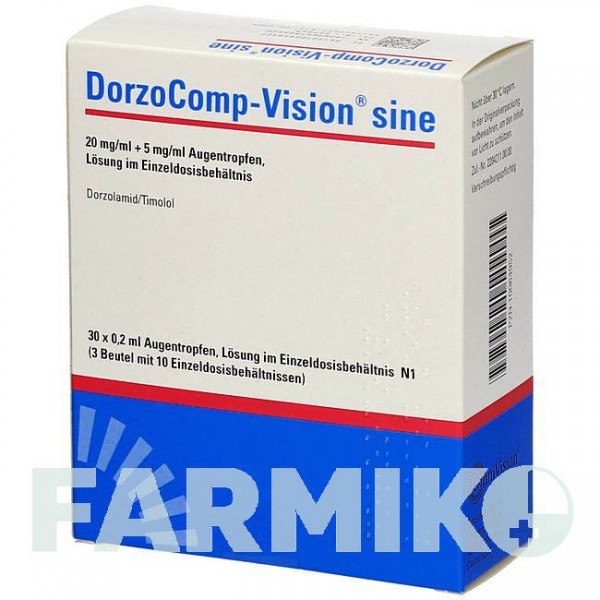 ДОРЗОКОМП (DORZOCOMP) 20 мг/мл + 5 мг/мл пипетки 30x0,2 мл - Тимолол, Дорзоламид OMNIVISION