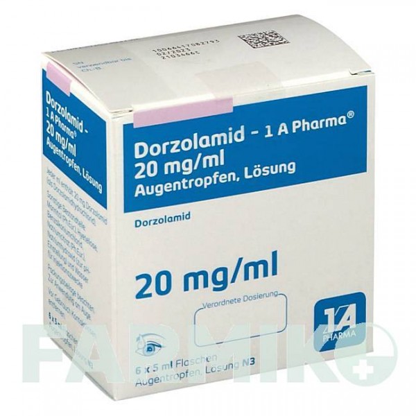 ДОРЗОЛАМІД (DORZOLAMID) 20 мг/мл краплі 1x5 мл - Дорзоламід 1 A PHARMA