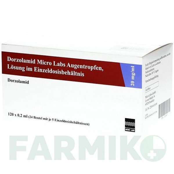 ДОРЗОЛАМИД (DORZOLAMID) 20 мг/мл капли 120x0,2 мл - Дорзоламид MICRO LABS