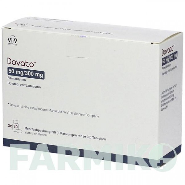 ДОВАТО (DOVATO) 50 мг/300 мг таблетки 1x30 шт - Ламивудин, Долутегравир KOHLPHARMA