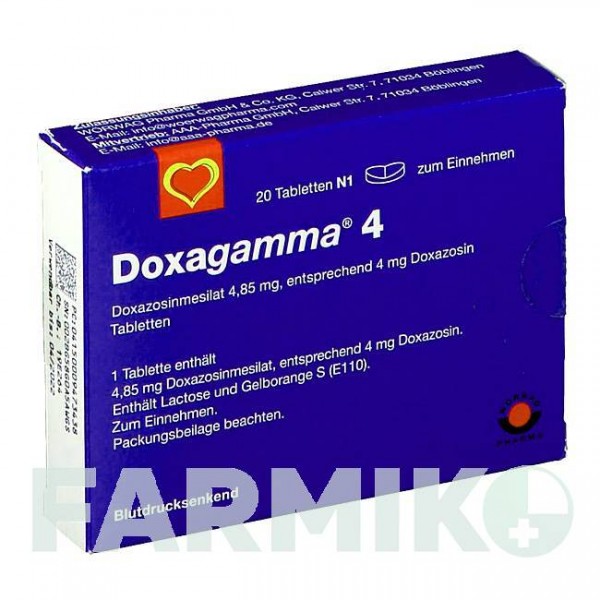 ДОКСАГАММА (DOXAGAMMA) 4 мг таблетки 20 шт - Доксазозин AAA - PHARMA