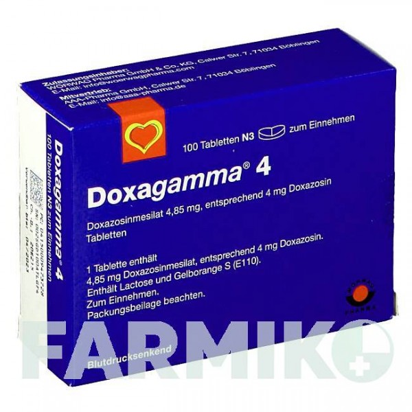 ДОКСАГАММА (DOXAGAMMA) 4 мг таблетки 100 шт - Доксазозин AAA - PHARMA